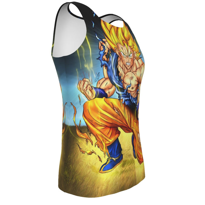 DBZ Goku Super Saiyan Thunder Power Damage Fight Cool Design Tank Top