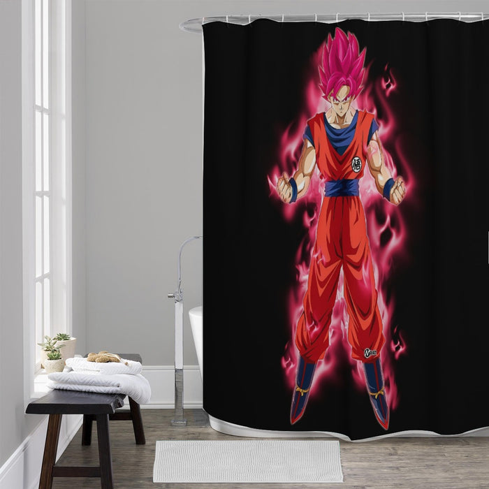 Dragon Ball Super Son Goku Red Kaioken Ultra Instinct Shower Curtain