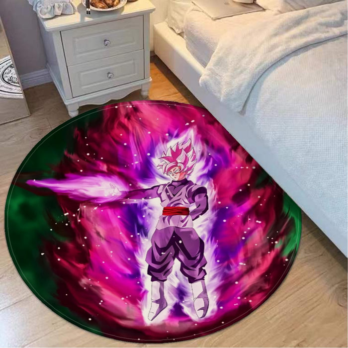 Goku Black Super Saiyan Rose Power Aura Streetwear Design Round Mat