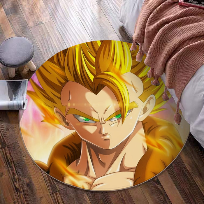 Dragon Ball Z Gogeta Super Saiyan Warrior Power Full Print Streetwear Cool Design Round Mat