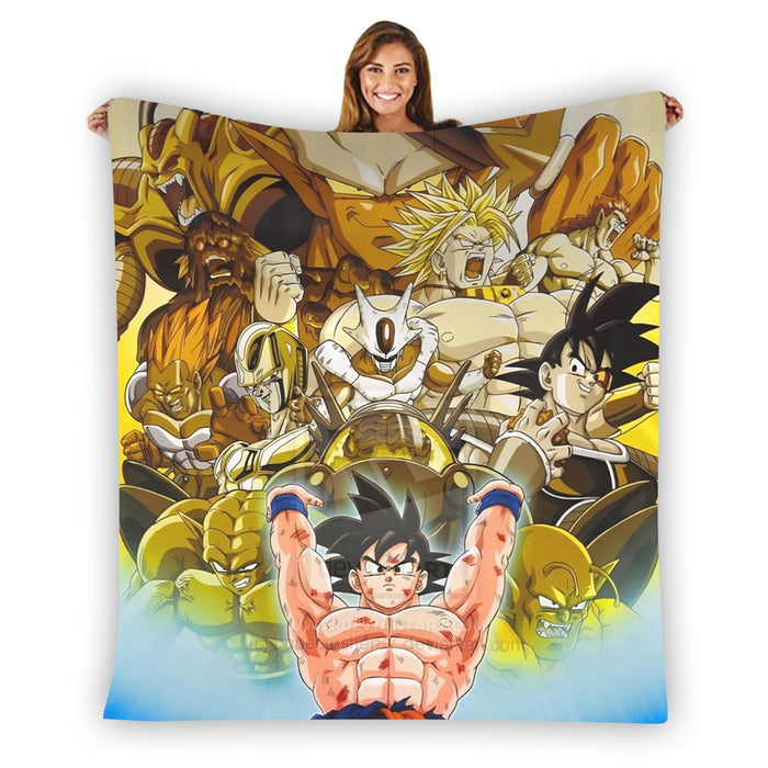 DBZ Goku Spirit Bomb Destroy Villains Cooler Broly Namek Golden Blanket