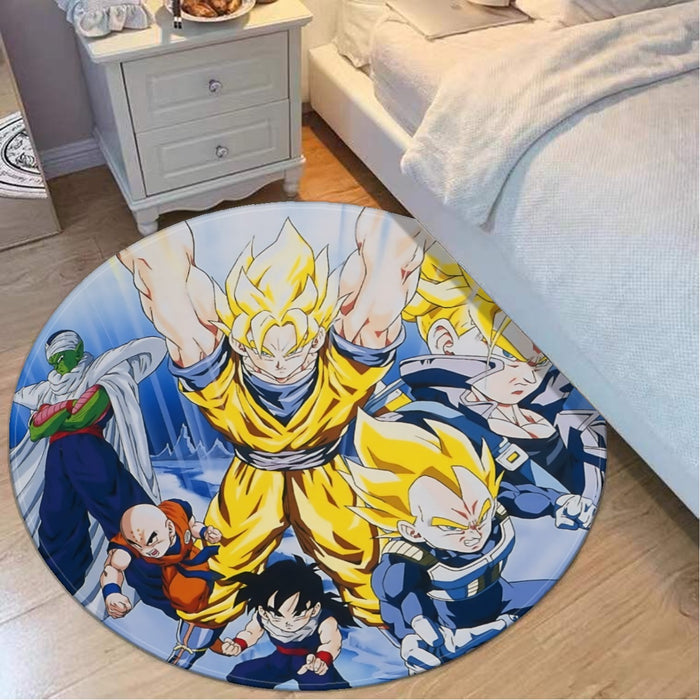 DBZ Goku Saiyan Spirit Bomb Vegeta Piccolo Gohan Trunks Vibrant Design Round Mat