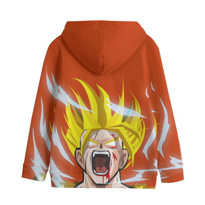 Dragon Ball Goku Super Saiyan Angry Scream Hand Drawing Design Kids' Hoodie