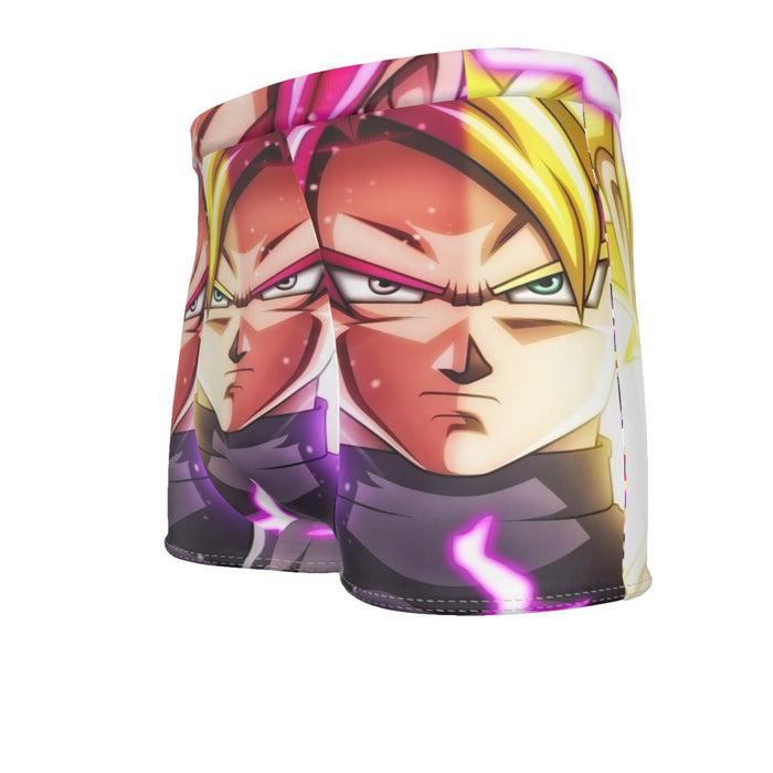 DBZ Goku God Half Rose and Golden Portrait Dope Design Men's Boxer Briefs