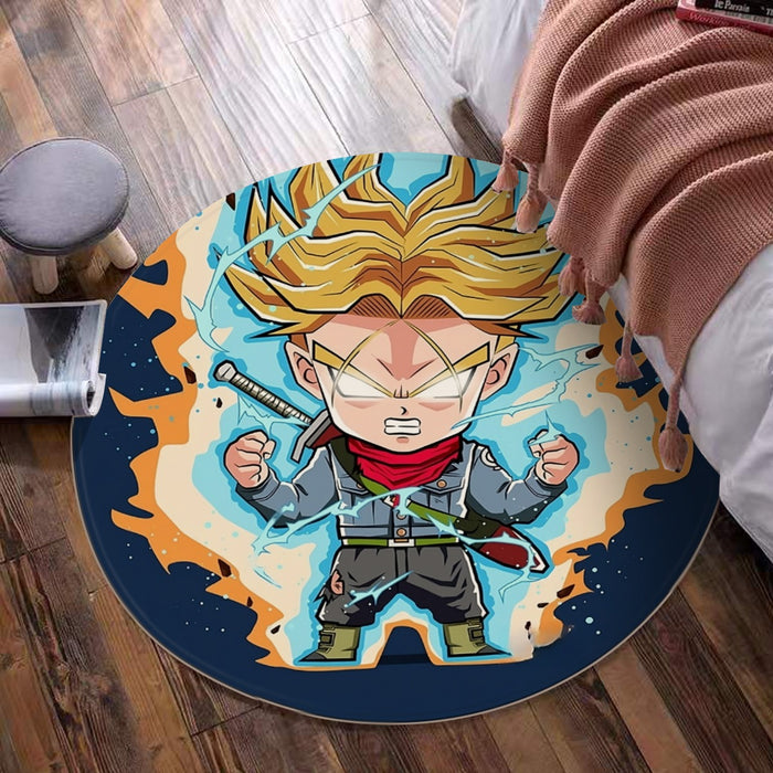 Dragon Ball Future Trunks Saga Super Saiyan Chibi Design Round Mat