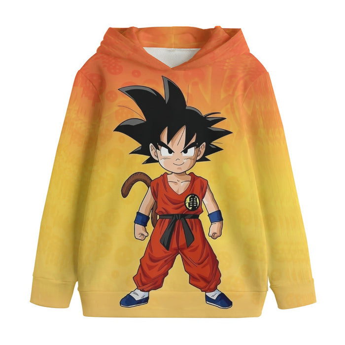 Cute Young Kid Goku Yellow Dragon Ball 3D Kid's Hoodie