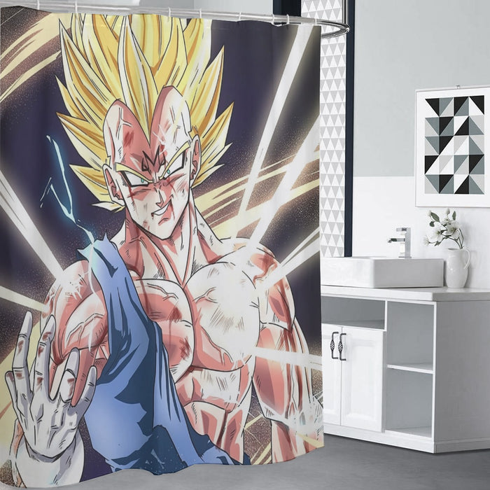 DBZ Majin Vegeta Saiyan Prince Fight Injure Manga Style Trending Shower Curtain