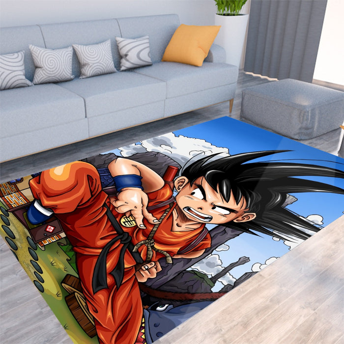 Dragon Ball Anime Angry Kid Goku Sky Clouds Blue 3D Rug