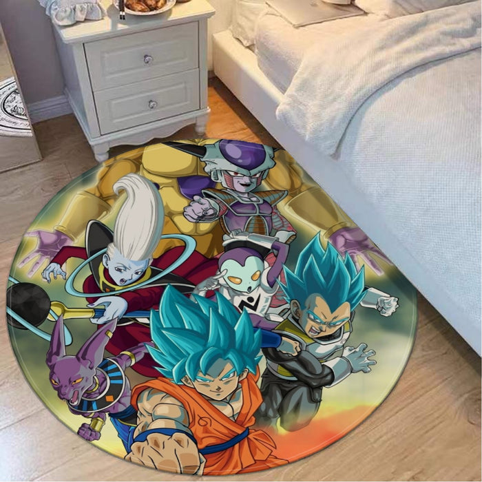 Dragon Ball Goku Vegeta Super Saiyan God Blue SSGSS Fight Villains Round Mat