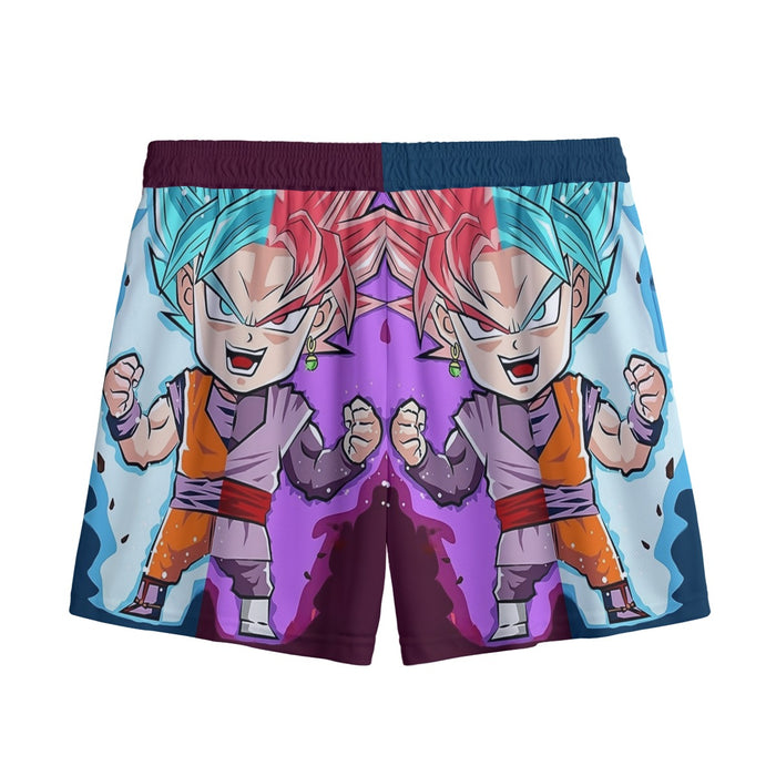 DBZ Goku Zamasu SSGSS God Blue Rose Super Saiyan Chibi Mesh Shorts