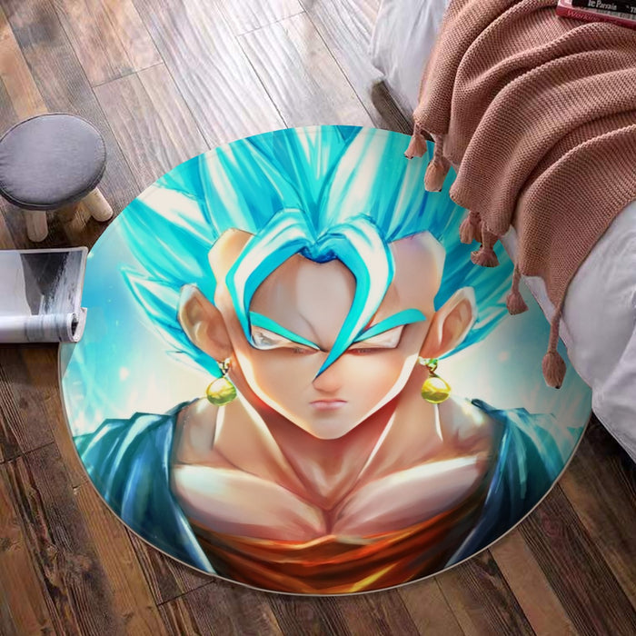 DBZ Goku God Saiyan Blue SSGSS Potara Fusion Design Trendy Round Mat