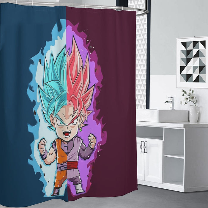 Dragon Ball Super Cute Chibi Blue Vegito Goku Rose Shower Curtain