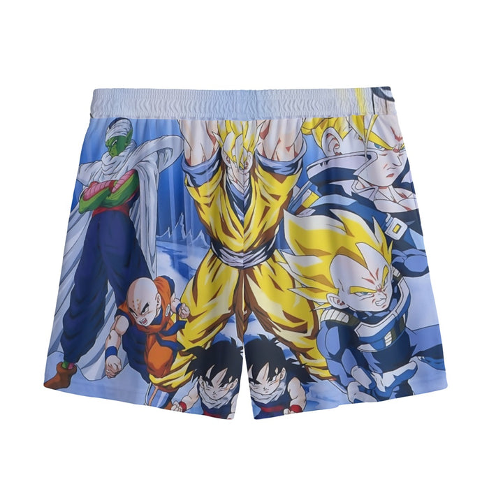 DBZ Goku Saiyan Spirit Bomb Vegeta Piccolo Gohan Trunks Vibrant Design Mesh Shorts