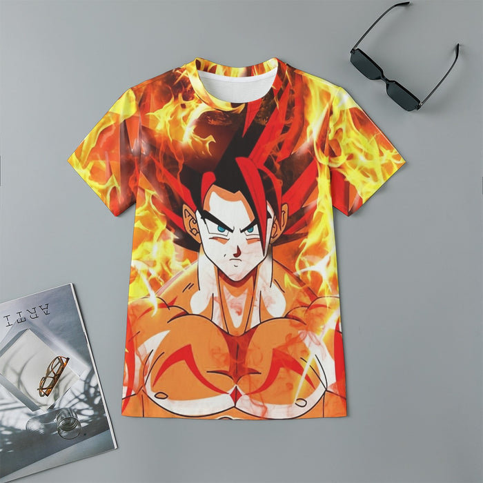 Dragon Ball Goku Super Saiyan Rose Flaming Fan Art Kids T-Shirt