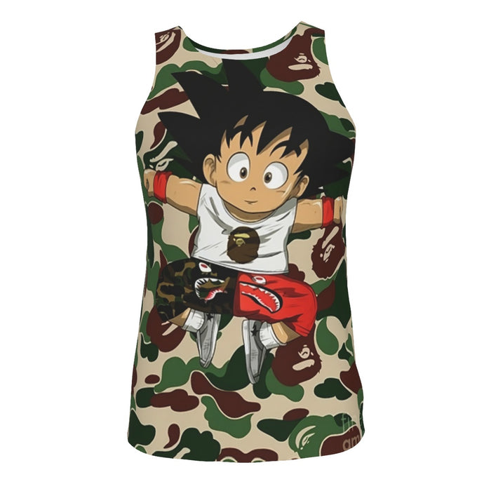 Dragon Ball Shirt Jumping Kid Goku Camouflage Tank Top