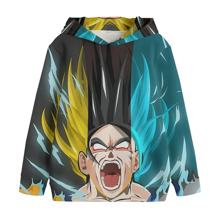 Dragon Ball Goku Super Saiyan Triple Blue God SSGSS Hand Drawing Style Kids' Hoodie