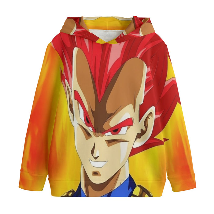 Dragon Ball Vegeta Super Saiyan Red God Vibrant Print Kids' Hoodie