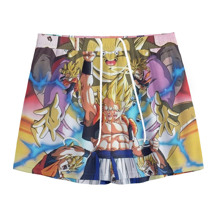 DBZ Goku Vegeta Fusion Saiyan Gogeta Colorful Design Streetwear Mesh Shorts