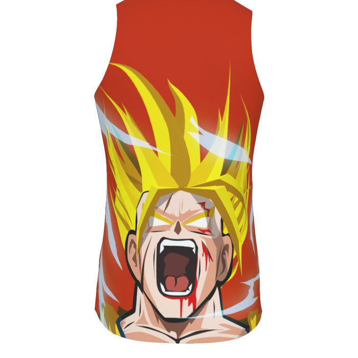 Dragon Ball Goku Super Saiyan Angry Scream Hand Drawing Design Tank Top