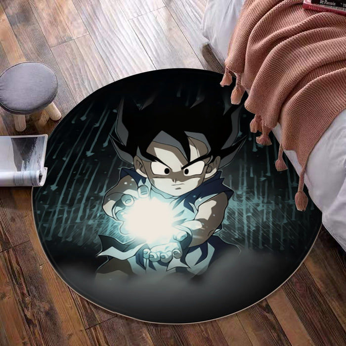 Dragon Ball Goku Kid Practice Kamehameha Cute Round Neck Design Round Mat