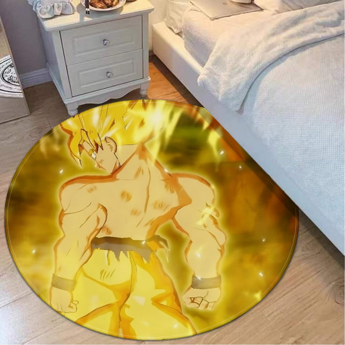Dragon Ball Goku Super Saiyan Battle Posture Aura Style Round Mat