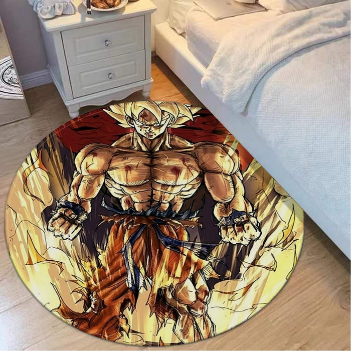 Powerful Goku Super Saiyan 2 Transformation SSJ2 Round Mat