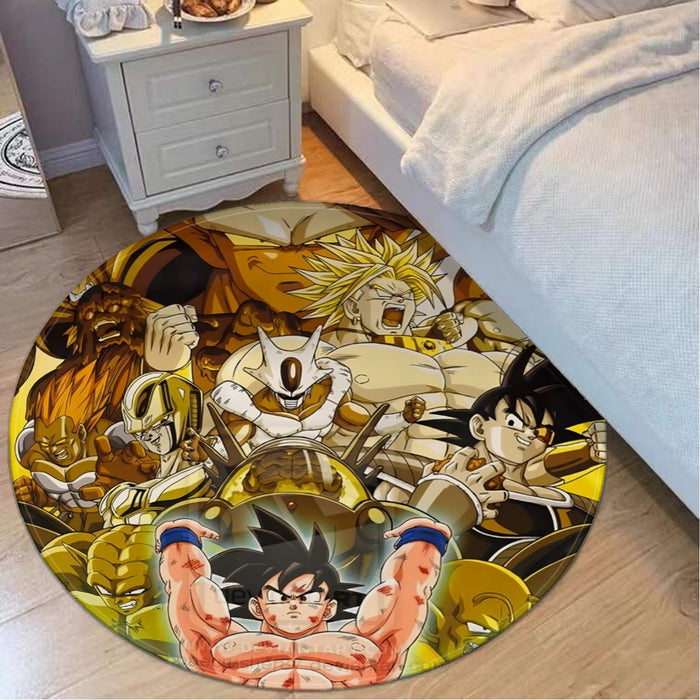 DBZ Goku Spirit Bomb Destroy Villains Cooler Broly Namek Golden Round Mat