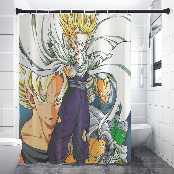 Dragon Ball Teen Gohan Super Saiyan Goku Vegeta Trunks Super Style Shower Curtain