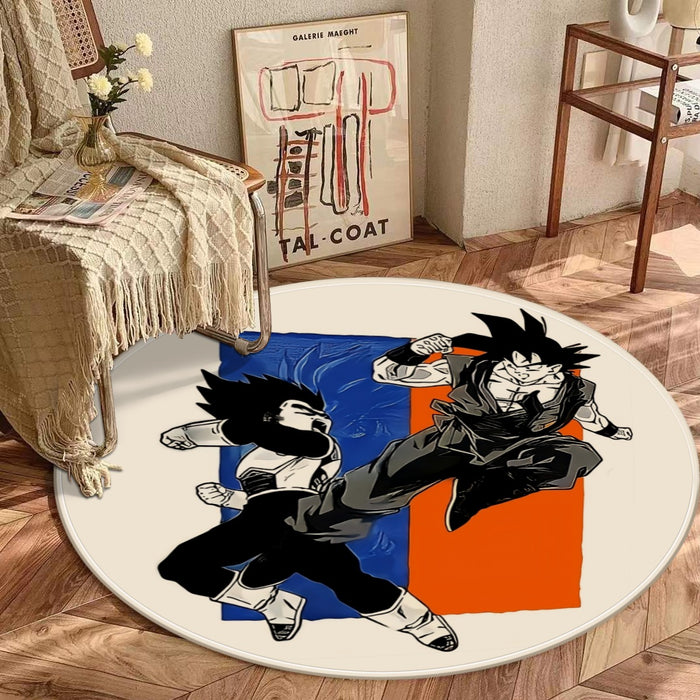 Red Goku And Blue Vegeta Fight Dragon Ball Z Round Mat