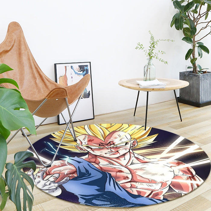 DBZ Majin Vegeta Saiyan Prince Fight Injure Manga Style Trending Round Mat