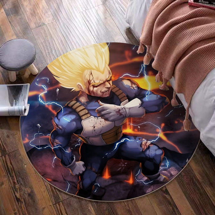 Dragon Ball Z Vegeta Super Saiyan Lightning Custom Round Mat