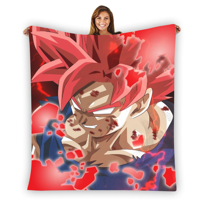 DBZ Son Goku Super Saiyan Red Hair God Dope Style Blanket