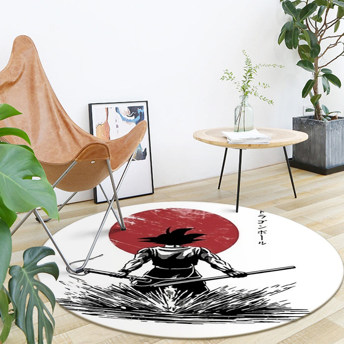 Goku With Red Moon Dragon Ball Round Mat