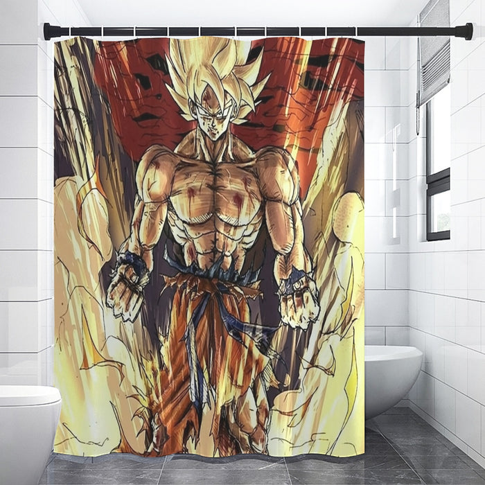 Powerful Goku Super Saiyan 2 Transformation SSJ2 Shower Curtain