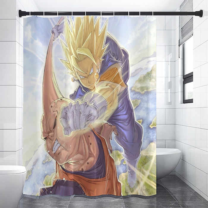 Dragon Ball Z Vegito Punching Super Buu Shower Curtain