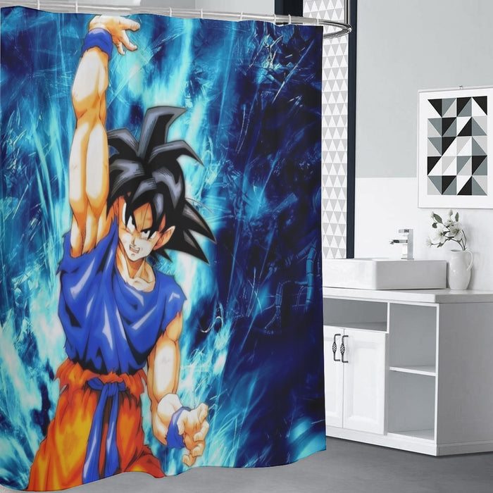Dragon Ball Z Son Goku Cool Blue Aura Energy Ball Shower Curtain