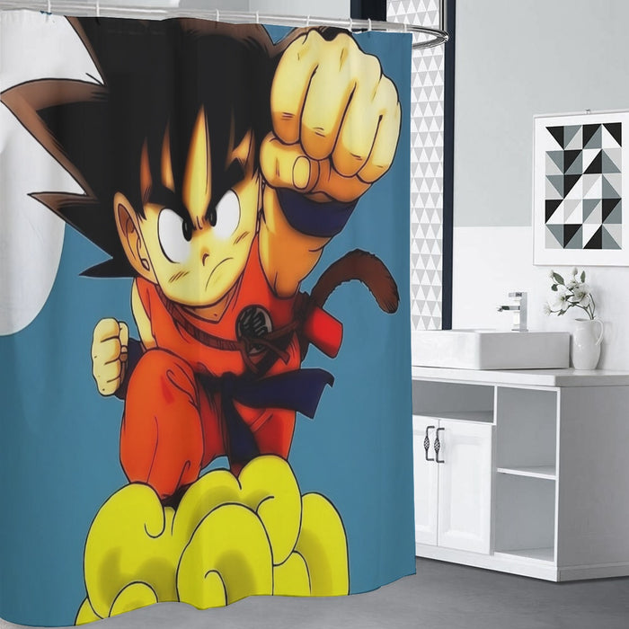 Young Goku Kid Flying Cloud Fight 3D Dragonball Shower Curtain