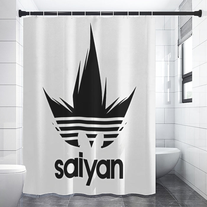 Dragon Ball Z Black Saiyan Adidas Parody Print Gray Shower Curtain