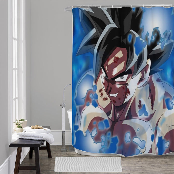 Dragon Ball Super Goku Blue Ultra Instinct Dope Grin Shower Curtain