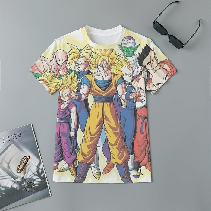 DBZ Goku Vegeta Super Saiyan Krillin Piccolo All Heroes Vibrant Design Kids T-Shirt