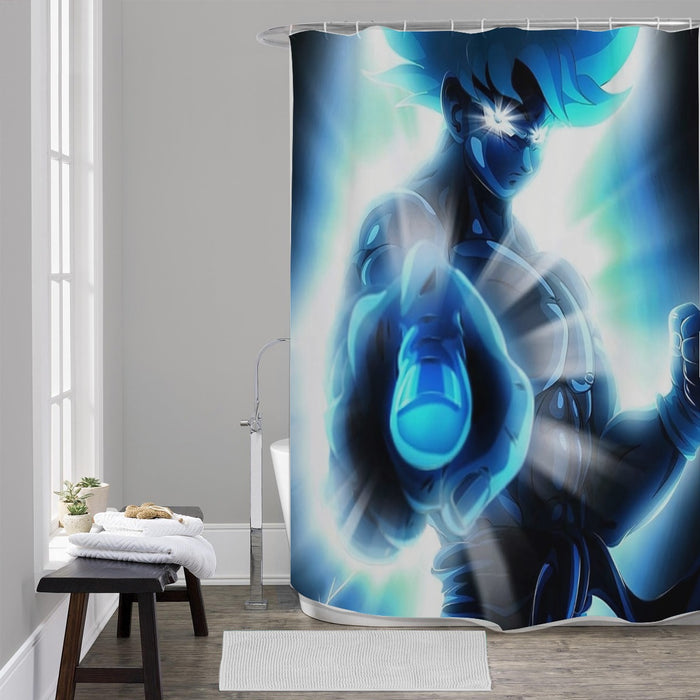Dragon Ball Super Blue Son Goku Epic Ultra Instinct Shower Curtain