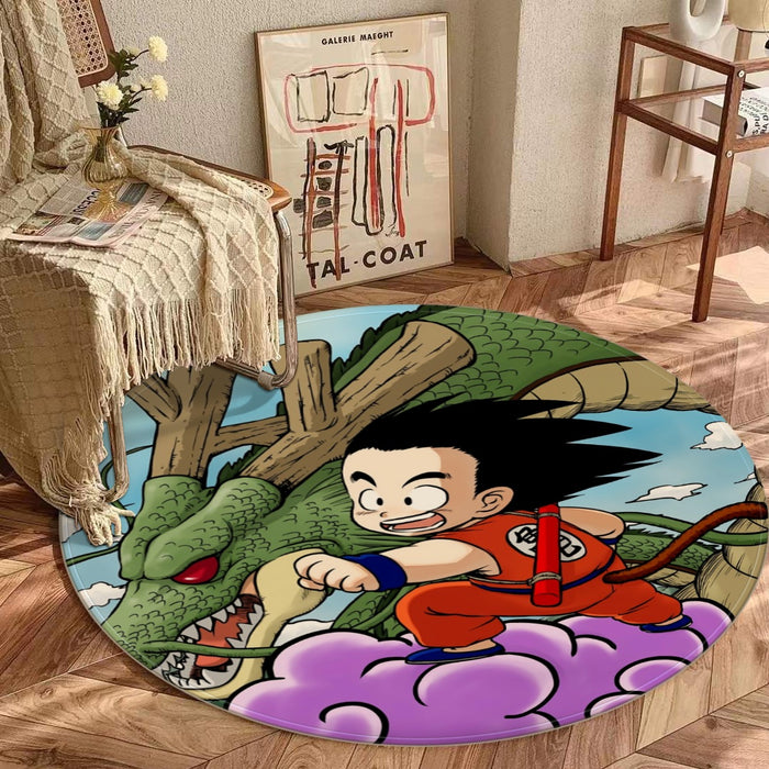 Dragon Ball  Kid Goku Flying With Shenron Round Mat