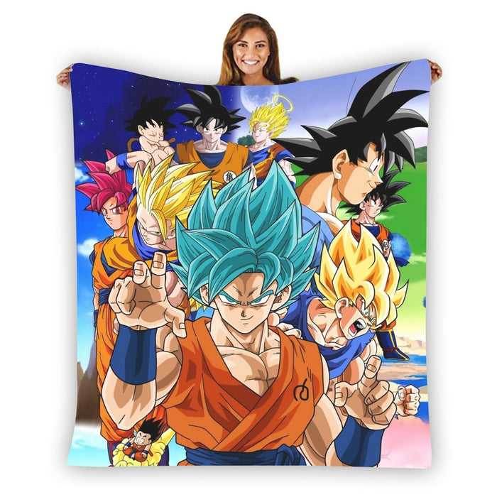DBZ Goku Saiyan God Blue SSGSS Whis Symbol Cool Design Blanket