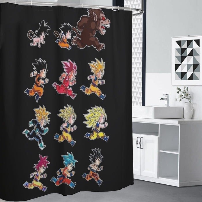 Dragon Ball Anime Son Goku All Form Transformation Shower Curtain