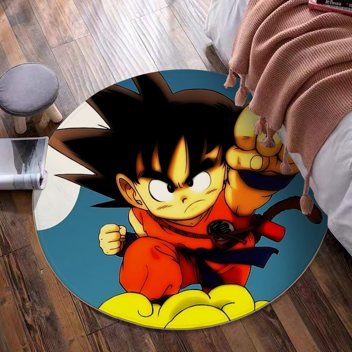 Young Goku Kid Flying Cloud Fight 3D Dragonball Round Mat