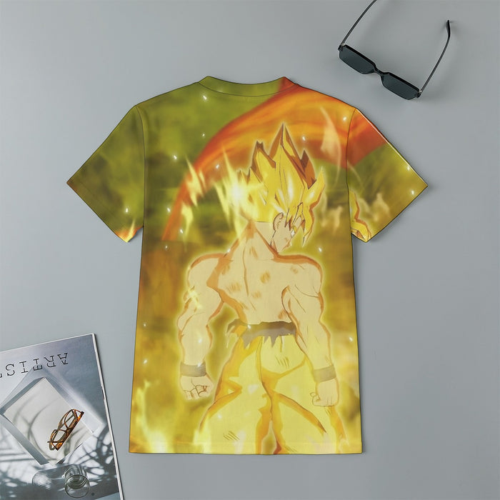 Dragon Ball Goku Super Saiyan Battle Posture Aura Style Kids T-Shirt