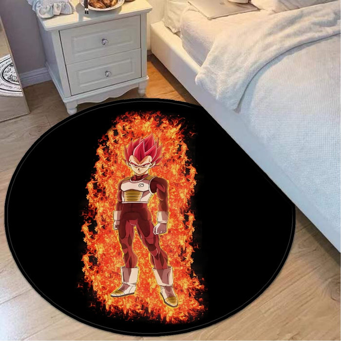 DBZ Vegeta Super Saiyan God Whis Symbol Fire Aura Streetstyle  Round Mat