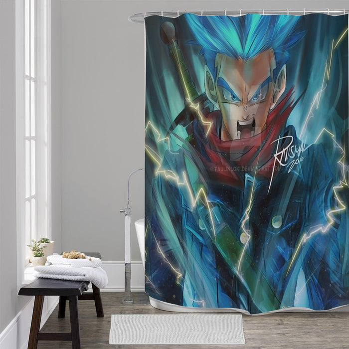 Dragon Ball Super Future Trunks Rage Shower Curtain