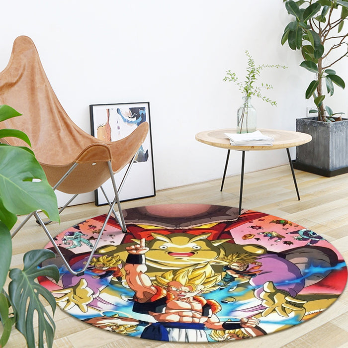 DBZ Goku Vegeta Fusion Saiyan Gogeta Colorful Design Streetwear Round Mat