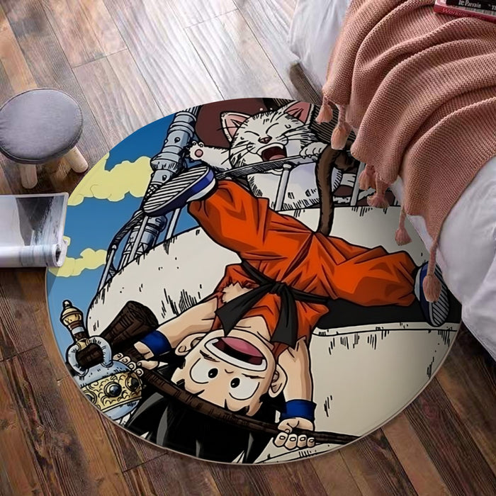 The Naughty Kid Goku and Korin Wise Cat Dragonball Round Mat